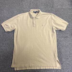 VTG 90’s Polo Ralph Lauren Mens Medium Tan Short Sleeve Pony